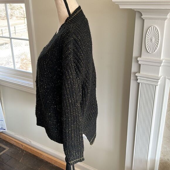 JOHN + JENN METALLIC KNIT V-NECK SWEATER - Picture 4 of 6